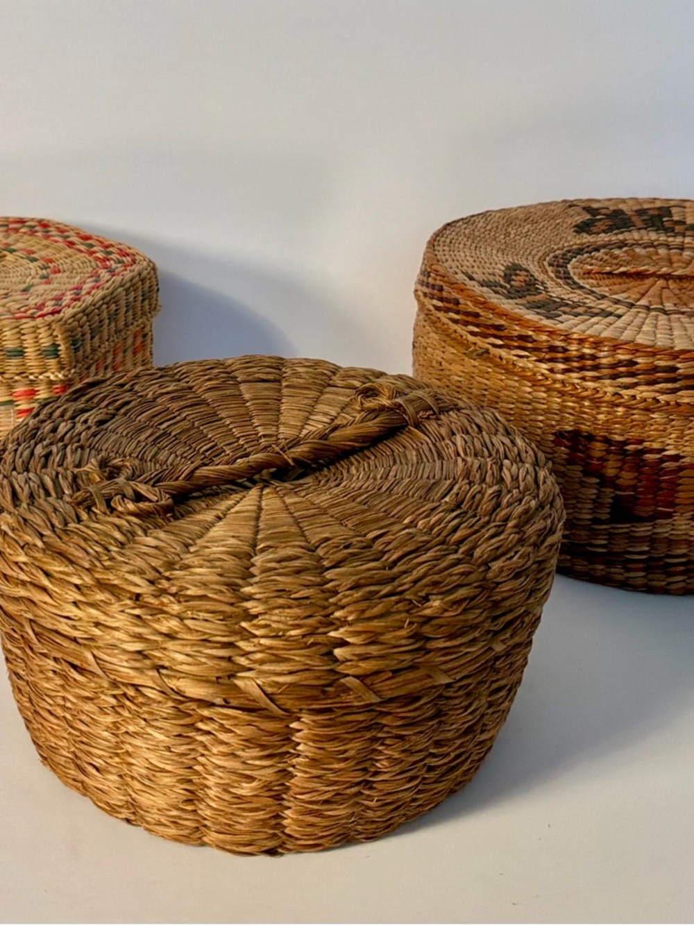 3 Handwoven sweet grass  Trinket Box